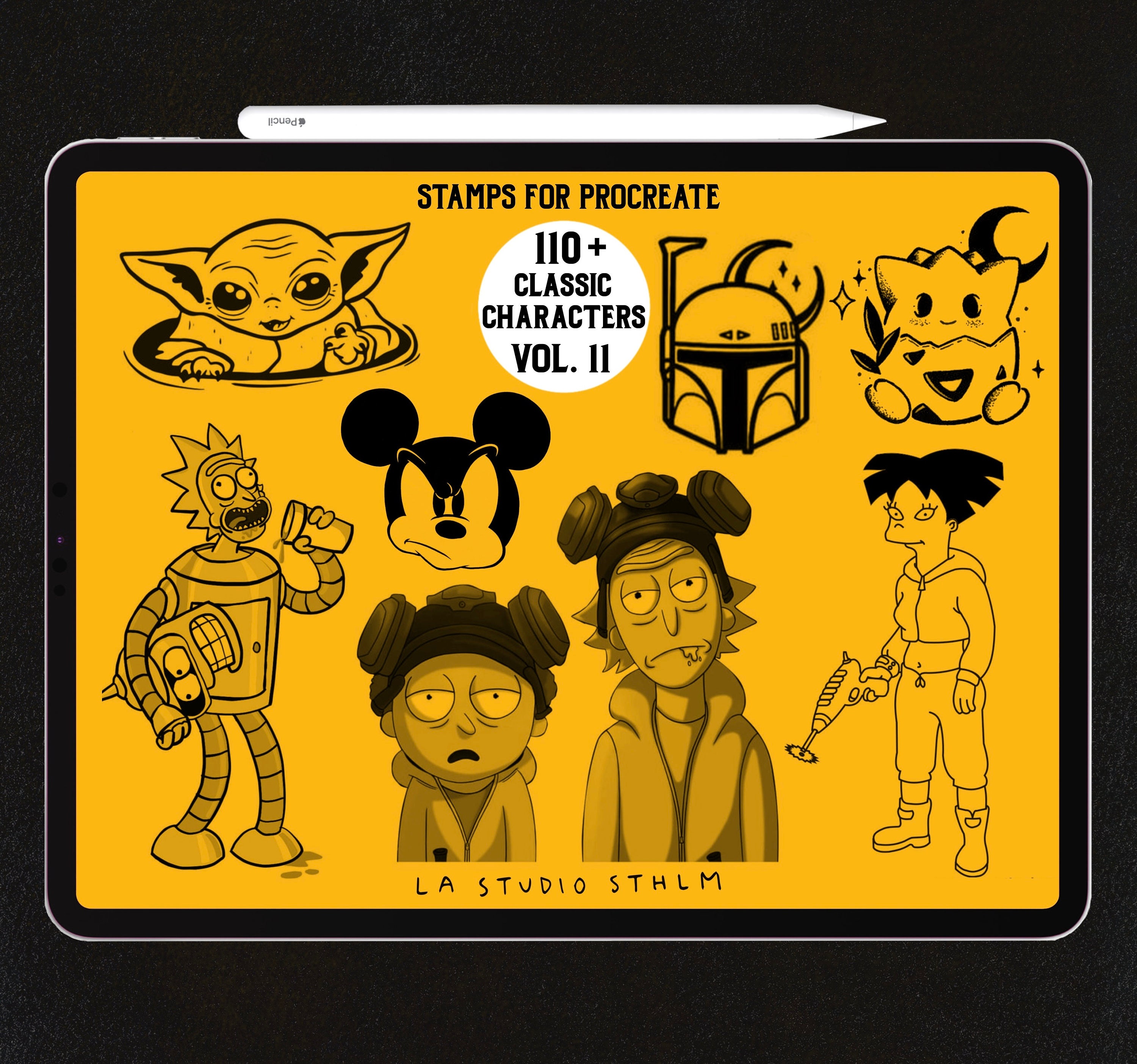 Classic Characters Vol. 11 - Procreate Tattoo Stamp Brush Set - Etsy