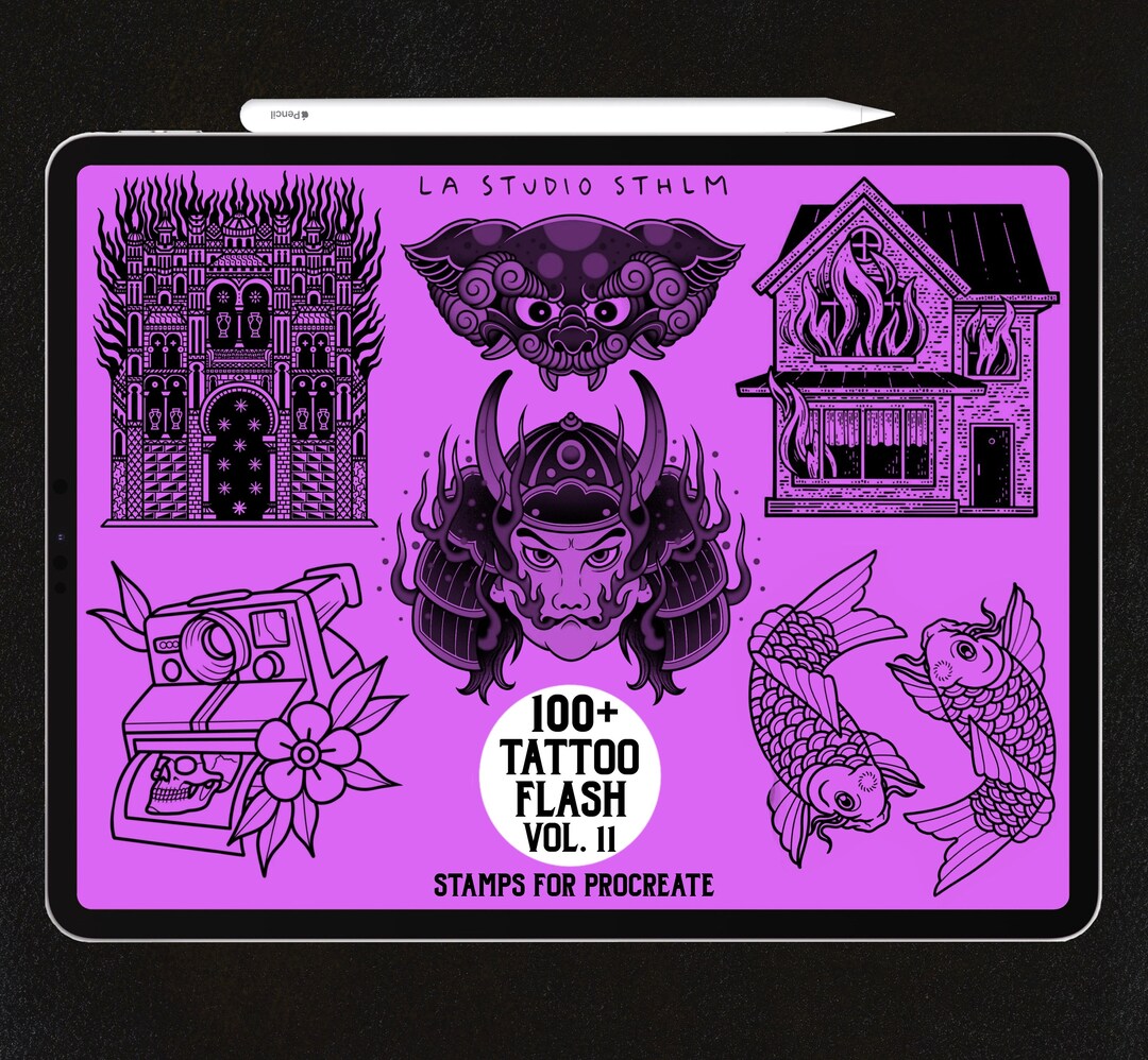 Tattoo Flash Stamp Set Vol. 11 - Procreate Tattoo Stamp Brush Set - Etsy