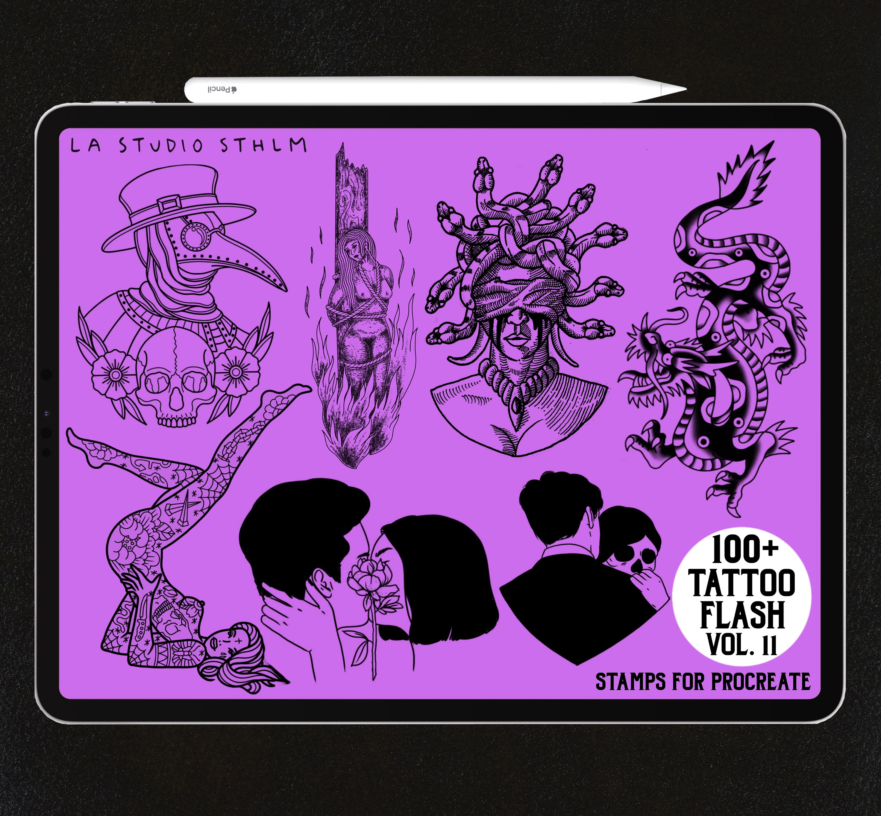 Tattoo Flash Stamp Set Vol. 11 - Procreate Tattoo Stamp Brush Set - Etsy