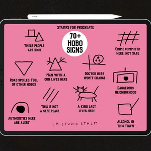 Hobo Signs - Procreate Tattoo Stamp Brush Set
