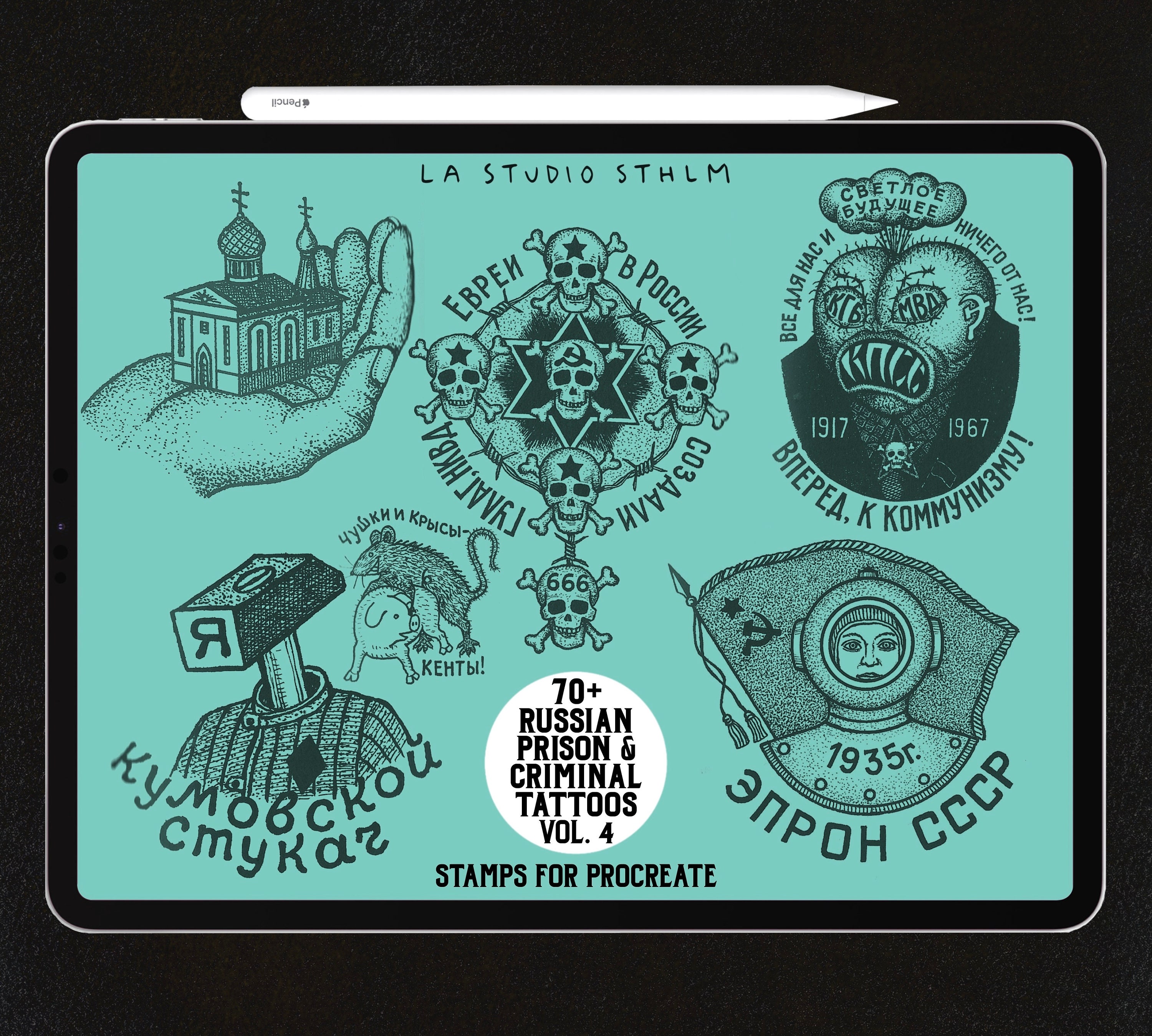 Russian Prison & Criminal Tattoos Vol. 4 - Procreate Tattoo Stamp