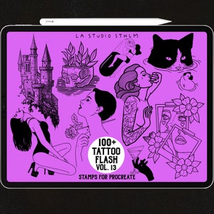 Tattoo Flash Stamp Set Vol. 13 - Procreate Tattoo Stamp Brush Set