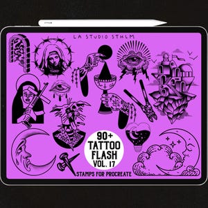 Tattoo Flash Stamp Set Vol. 17 - Procreate Tattoo Stamp Brush Set