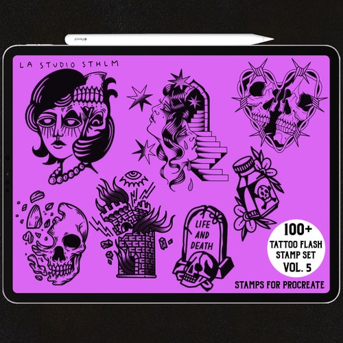 1100 Procreate Unlimited Tattoo Stamp Brush Etsy