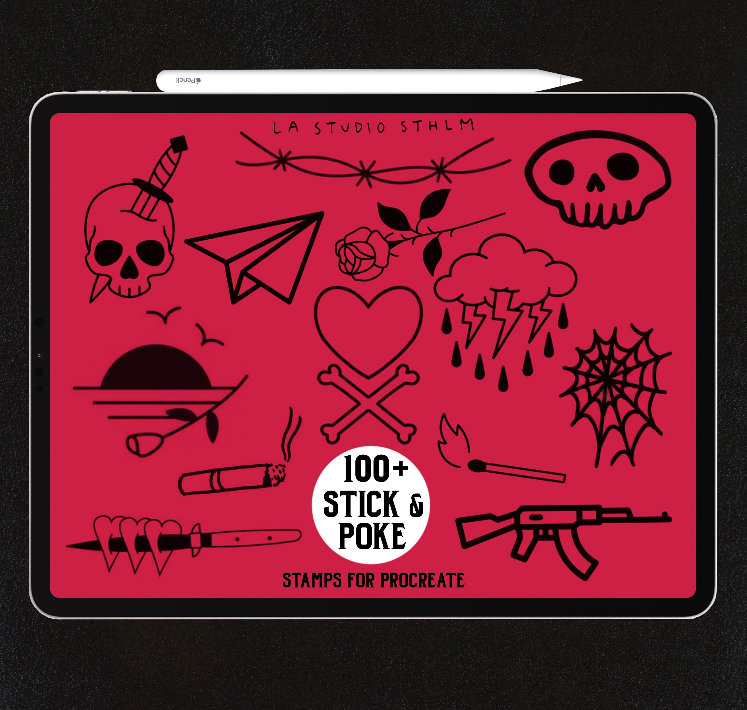 Stick and Poke - Procreate Tattoo Stamp Brush Set - Etsy