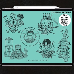 Russian Prison & Criminal Tattoos Vol. 1 - Procreate Tattoo Stamp Brush Set