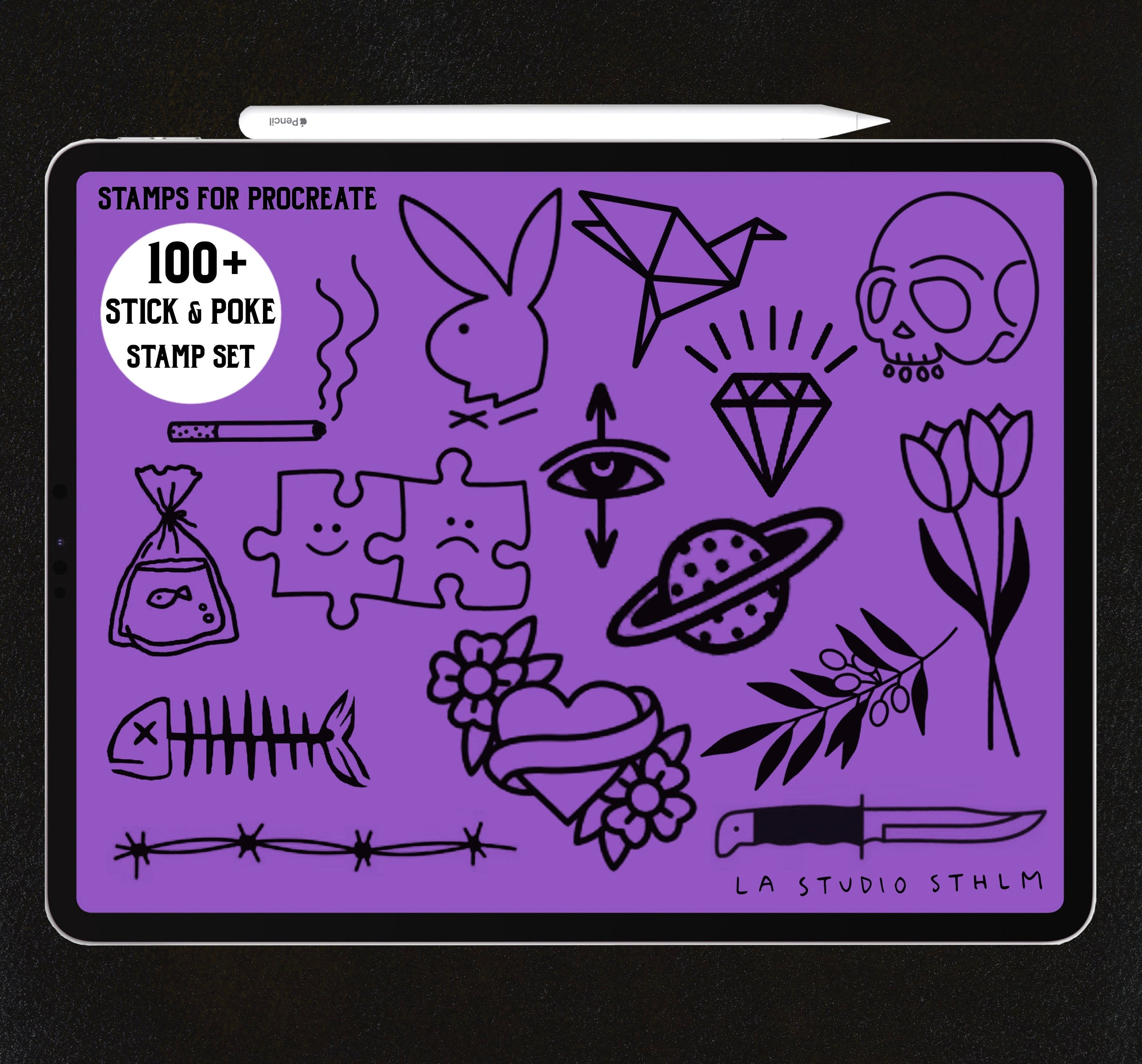 Stick and Poke Procreate Tattoo Stamp Brush Set Etsy