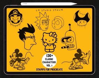 Classic Characters Vol. 1 - Procreate Tattoo Stamp Brush Set