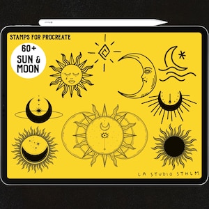 Sun & Moon - Procreate Tattoo Stamp Set