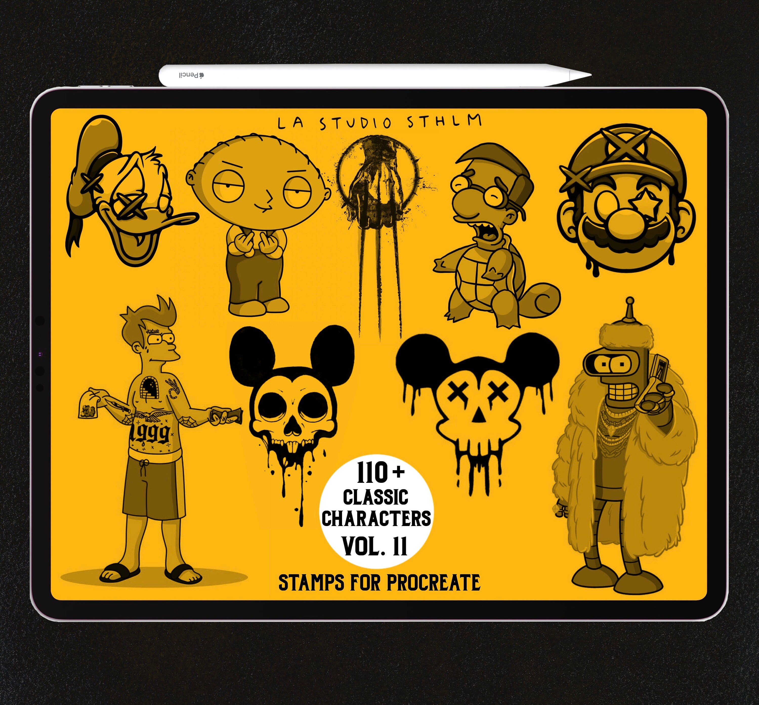 Classic Characters Vol. 11 - Procreate Tattoo Stamp Brush Set - Etsy
