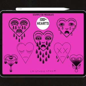 Hearts - Procreate Tattoo Stamp Brush Set