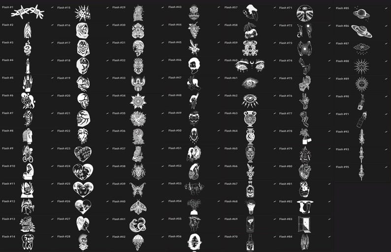 Tattoo Flash Stamp Set Vol. 21 Procreate Tattoo Stamp Brush Set Etsy