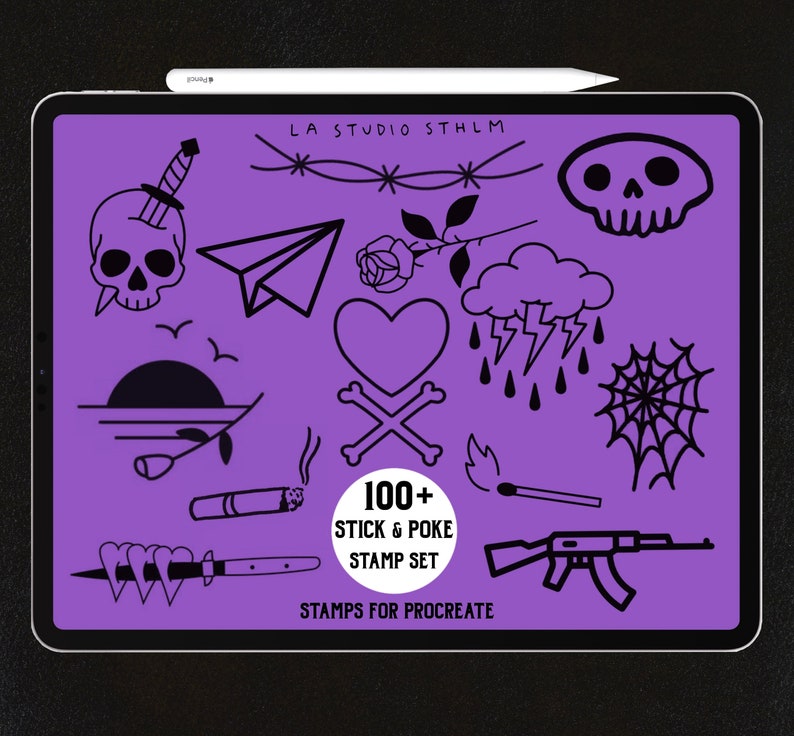 Stick and Poke Procreate Tattoo Stamp Brush Set Etsy