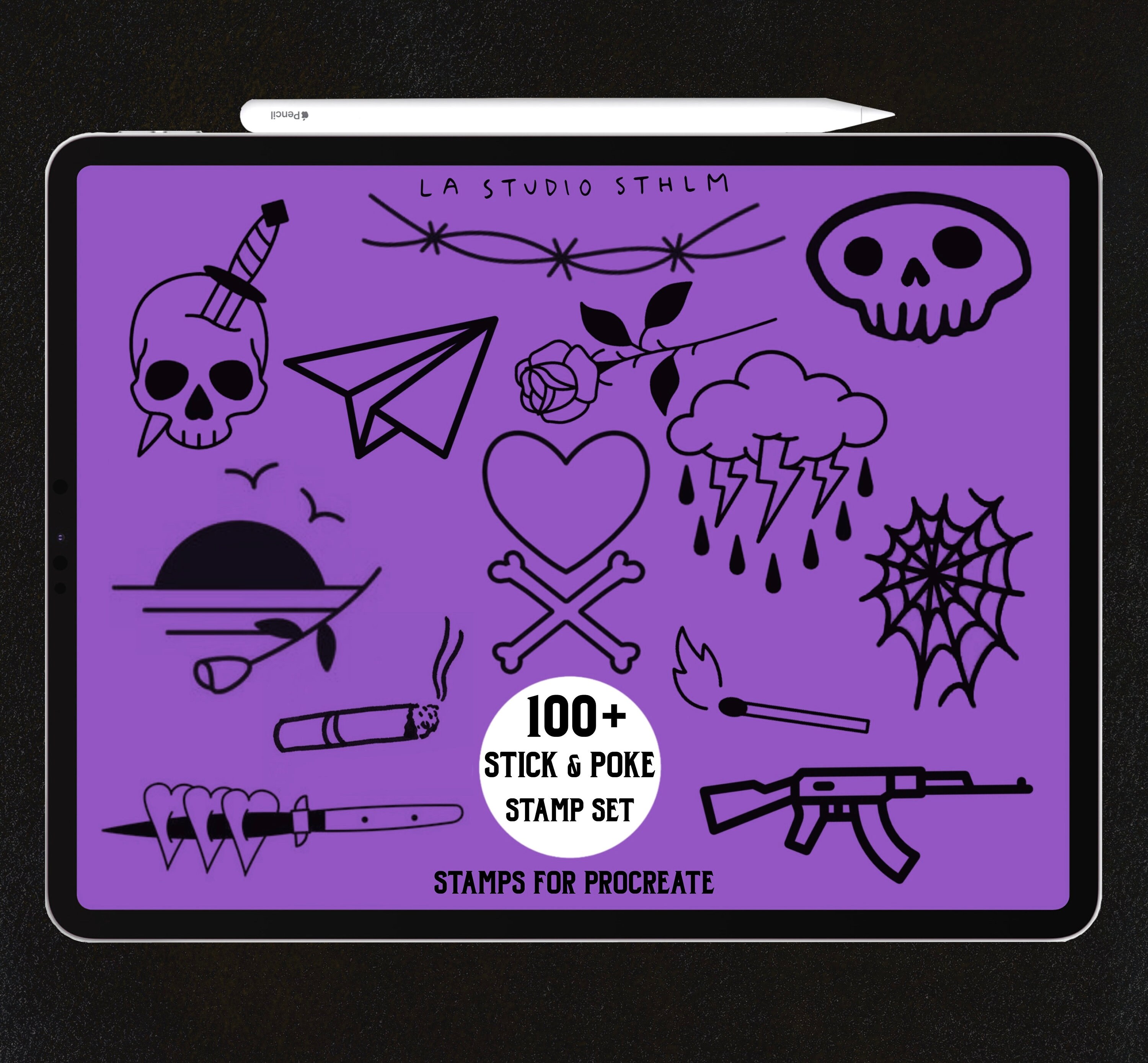 Stick and Poke Procreate Tattoo Stamp Brush Set Etsy