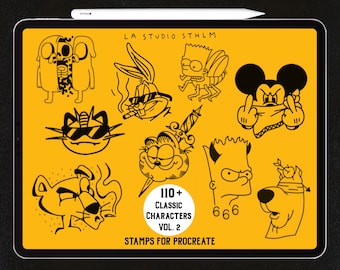 Classic Characters Vol. 2 - Procreate Tattoo Stamp Brush Set