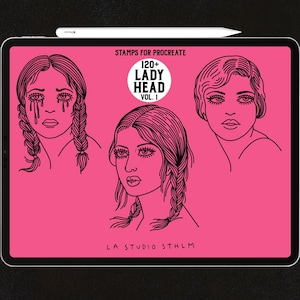 Lady Head Vol. 1 - Procreate Tattoo Stamp Brush Set