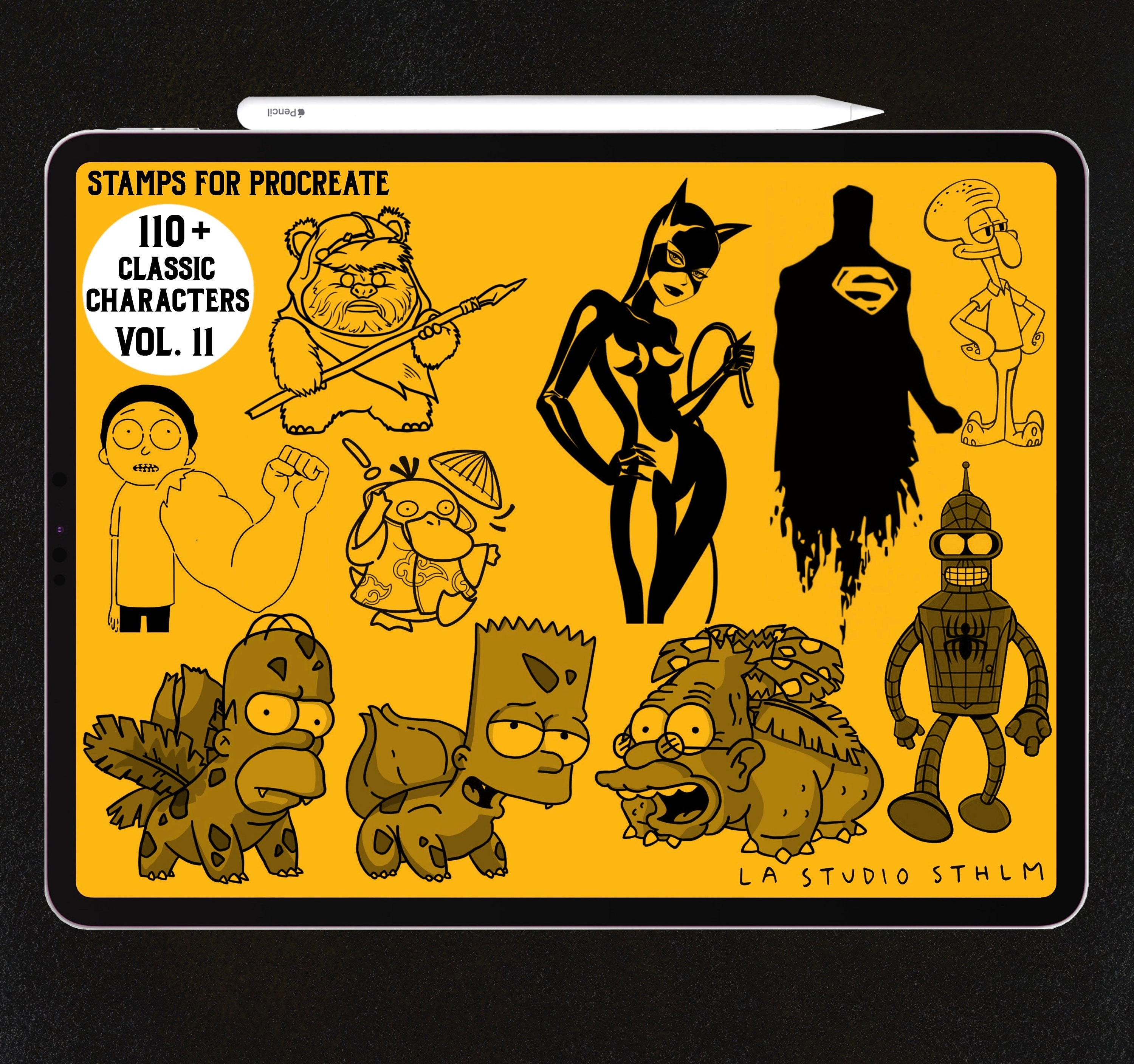 Classic Characters Vol. 11 - Procreate Tattoo Stamp Brush Set - Etsy