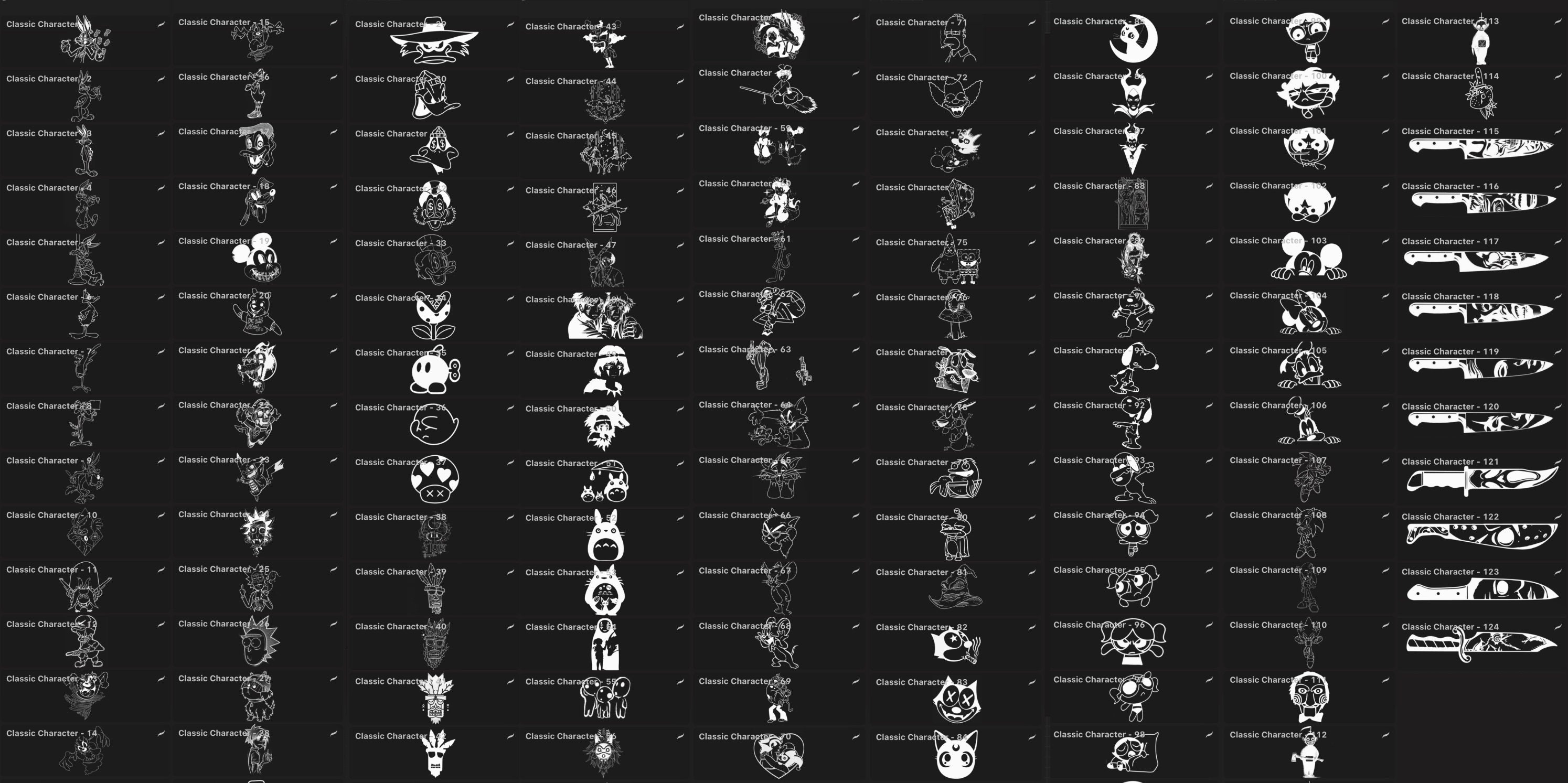 Classic Characters Vol. 4 Procreate Tattoo Stamp Brush Set - Etsy