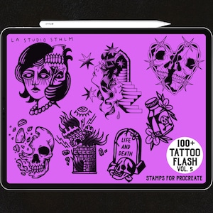 Tattoo Flash Stamp Set Vol. 5 - Procreate Tattoo Stamp Brush Set