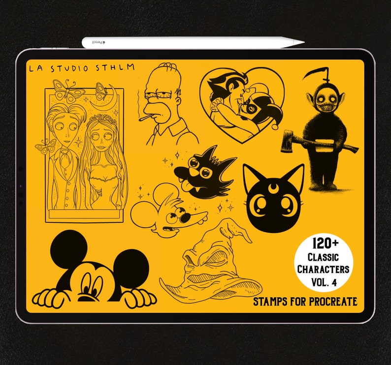Classic Characters Vol. 4 Procreate Tattoo Stamp Brush Set - Etsy