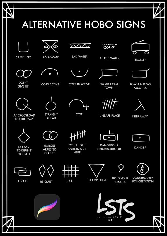 Hobo Signs Procreate Tattoo Stamp Brush Set - Etsy