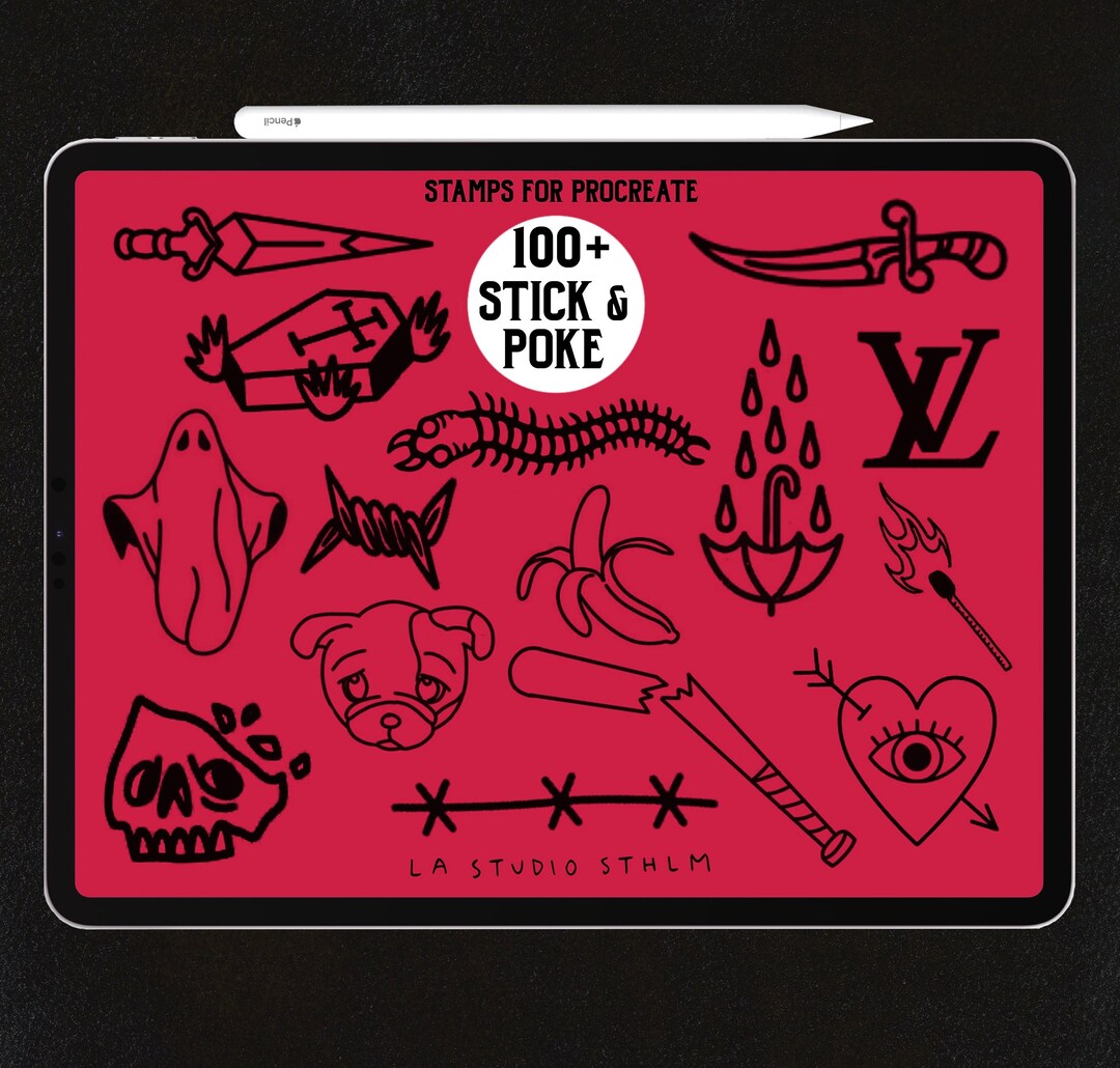 Stick and Poke - Procreate Tattoo Stamp Brush Set - Etsy