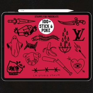Stick and Poke  - Procreate Tattoo Stamp Brush Set