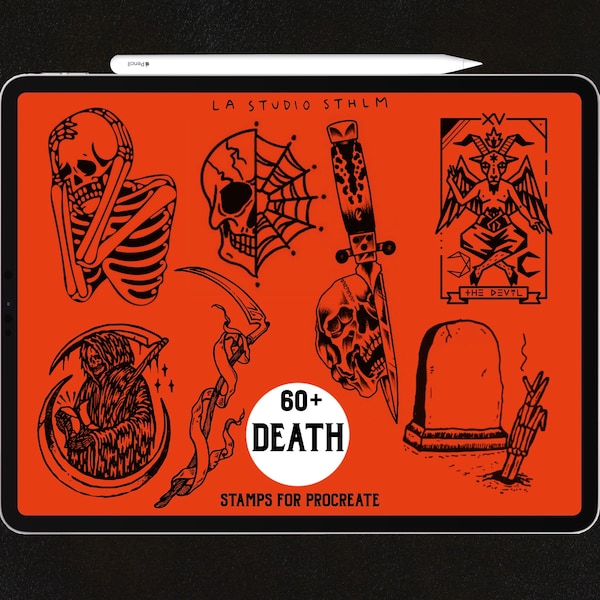 Death - Procreate Tattoo Stamp Brush Set