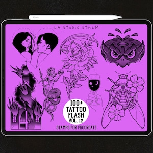 Tattoo Flash Stamp Set Vol. 12 - Procreate Tattoo Stamp Brush Set