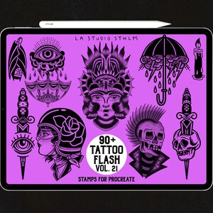 Tattoo Flash Stamp Set Vol. 21 - Procreate Tattoo Stamp Brush Set