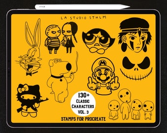 Classic Characters Vol. 3 - Procreate Tattoo Stamp Brush Set