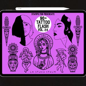 Tattoo Flash Stamp Set Vol. 24 - Procreate Tattoo Stamp Brush Set