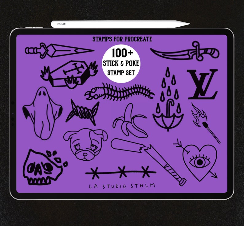 Stick and Poke Procreate Tattoo Stamp Brush Set Etsy