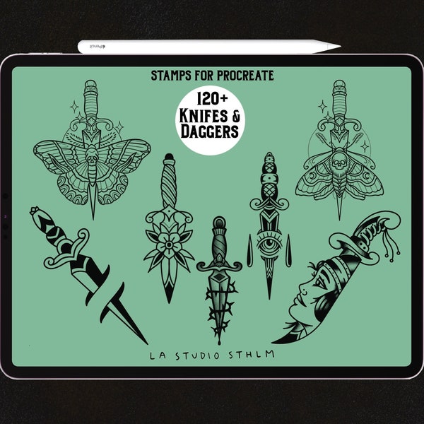 Knifes & Daggers - Procreate Tattoo Stamp Brush Set