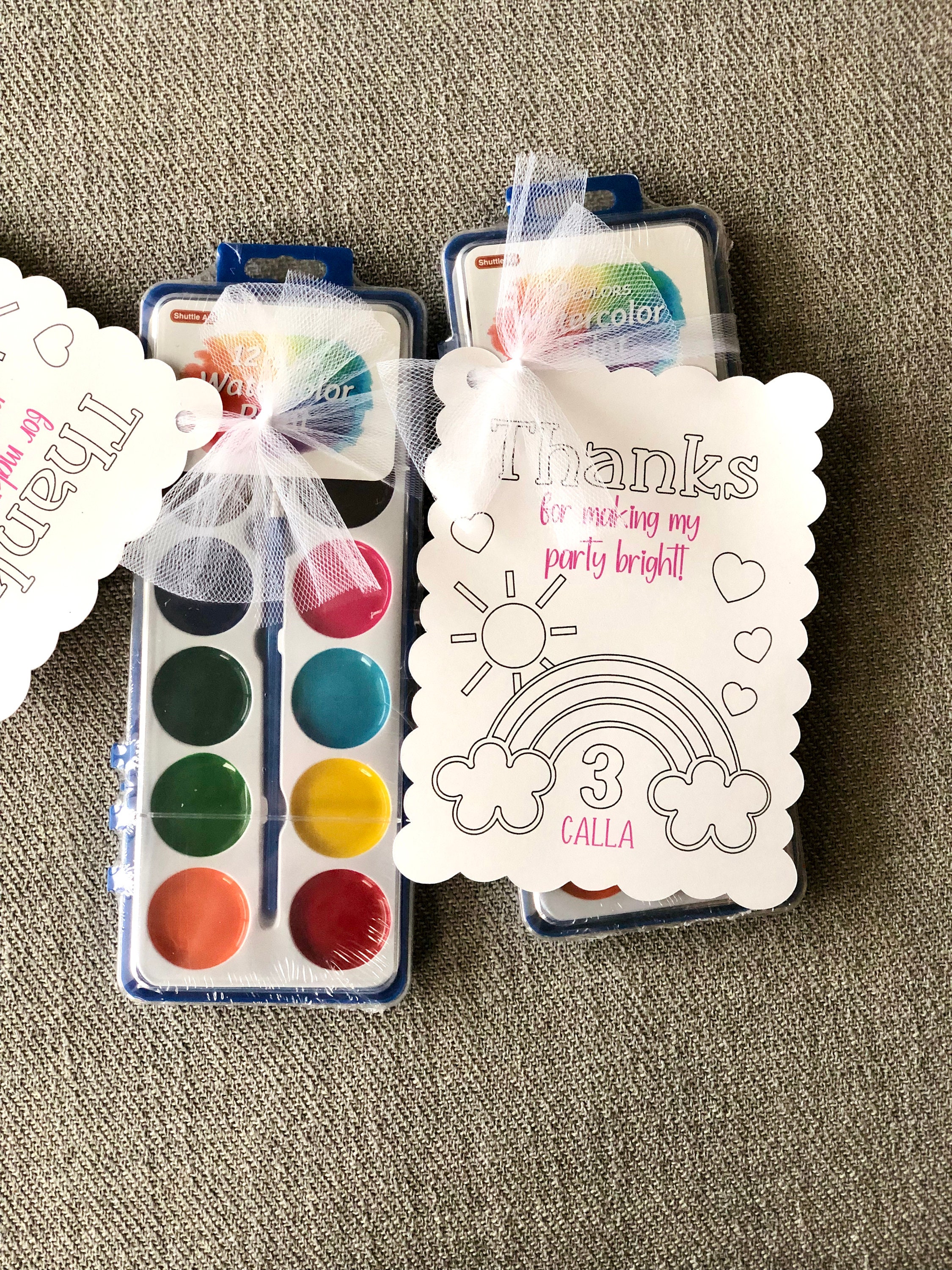 Art Party Favor Tags for a Girl  Rainbow Art Party Favors – Sunshine  Parties