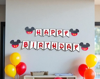 Mouse Birthday Banner: Customizable Party Decorations