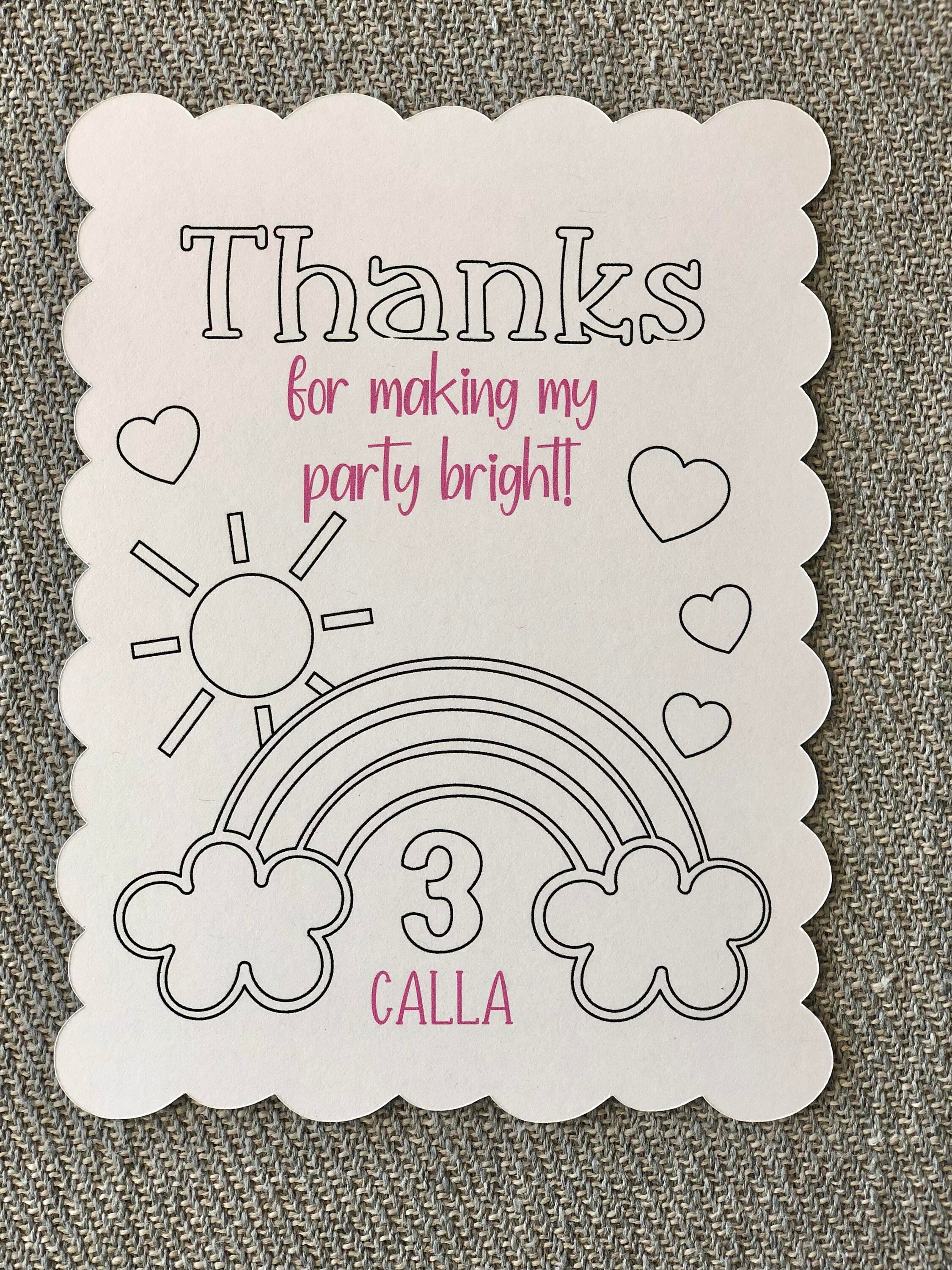 Rainbow Watercolor Party Favorspersonalized, Printed & Assembled Watercolor  Paint Set and Thank You Card 