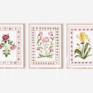 Frühlingsrosa Blumendrucke | 3er-Set | Mauerbündel | Wandkunst | physischer Druck