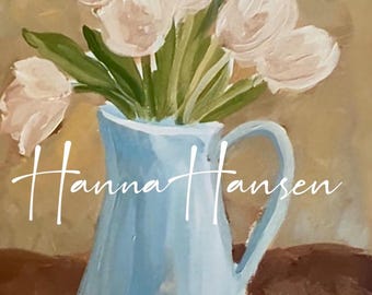 Spring tulip print | spring print | vintage style art | acrylic painting