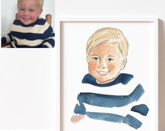 Baby and kids watercolor portrait | Personalized gift| hand painted portrait