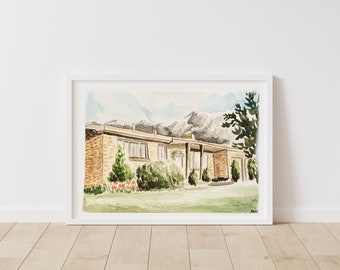 House portrait| Hand painted custom home painting| Watercolor House Painting | First home gift | Childhood Home