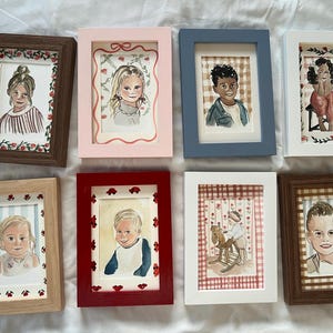 Children’s 5x7 framed portraits | Custom hand painted portrait | watercolor portraits