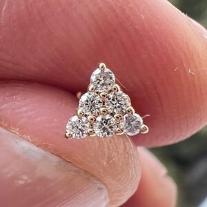 Piercing per naso a perno con diamante naturale in oro giallo 18 carati, perno per naso con diamante rotondo da 0,06 carati, perno per naso a vite