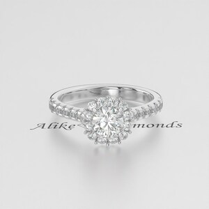 1/4 Ct Certified Lab Grown Diamond Halo Engagement Ring / GH SI Lab Grown Diamond Wedding Ring for Women&#39;s Anniversary Ring, Gift for Her