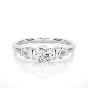 Round Three Stone Engagement Ring, GH/VS Lab Created Diamond Ring, Promise Ring, Wedding Ring, Diamond Ring for Her, Excellent Cut Diamond