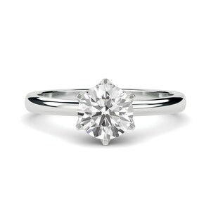 0.25 - 2.00 Ct Round Cut Lab Grown GH/SI Diamond Solitaire Engagement Ring / Solid Gold Wedding Ring / Conflict Free IGI Certified Diamond