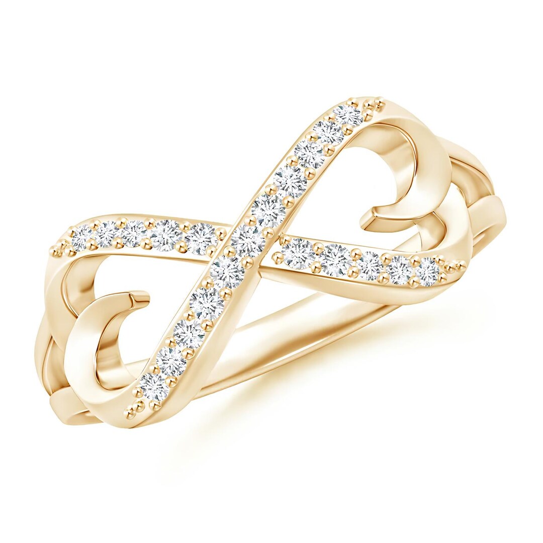 Infinity Heart Lab Diamond Wedding Band, 14K Yellow Gold - Etsy