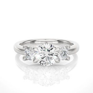 Round Three Stone Engagement Ring, GH/VS Lab Created Diamond Ring, Promise Ring, Wedding Ring, Diamond Ring for Her, Excellent Cut Diamond