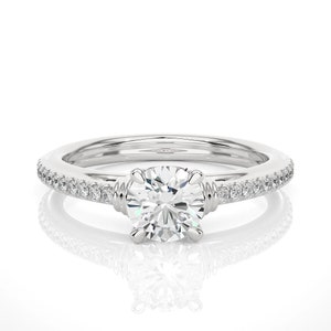 1.00Ct IGI Certified GH SI Lab Grown Diamond Solitaire V Split Engagement Ring / Gold & Platinum Ring / Wedding Ring Anniversary Ring Gift
