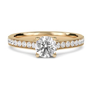 1.00 CTW Round Cut Lab Grown Diamond Ring, Lab Diamond Wedding Ring for Women, Round Engagement Ring, Anniversary Gift for Her Platinum Ring